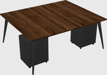 Shared rectangular office desk system