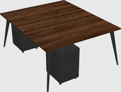 Shared rectangular office desk system