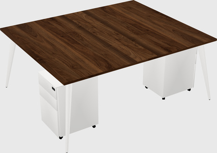 Shared rectangular office desk system