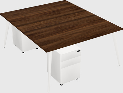 Shared rectangular office desk system