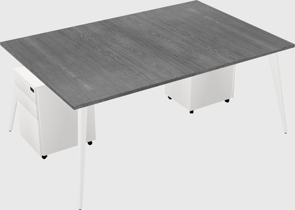 Shared rectangular office desk system