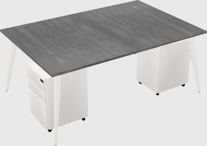 Shared rectangular office desk system