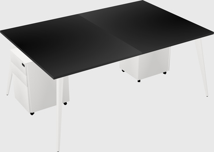 Shared rectangular office desk system
