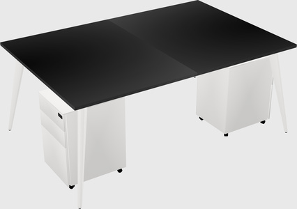 Shared rectangular office desk system