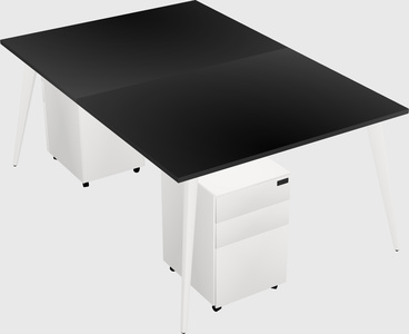 Shared rectangular office desk system