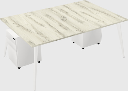 Shared rectangular office desk system