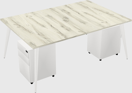 Shared rectangular office desk system