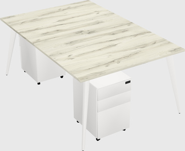 Shared rectangular office desk system