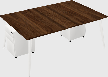 Shared rectangular office desk system