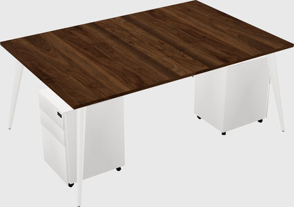 Shared rectangular office desk system