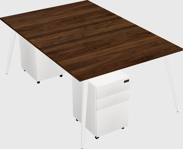 Shared rectangular office desk system
