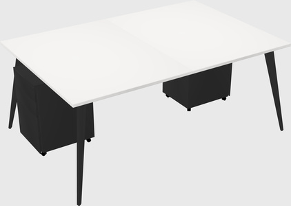 Shared rectangular office desk system