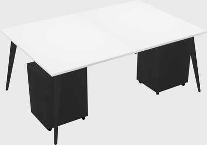 Shared rectangular office desk system