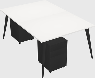 Shared rectangular office desk system