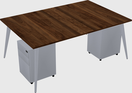 Shared rectangular office desk system
