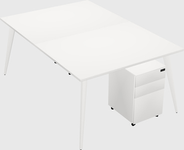 Shared rectangular office desk system