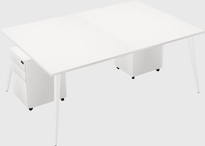 Shared rectangular office desk system