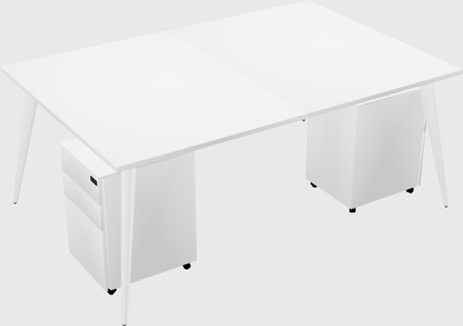 Shared rectangular office desk system