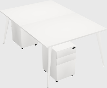 Shared rectangular office desk system
