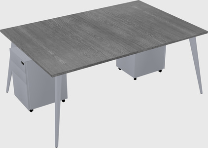 Shared rectangular office desk system