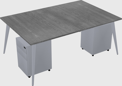 Shared rectangular office desk system