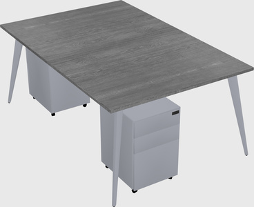 Shared rectangular office desk system