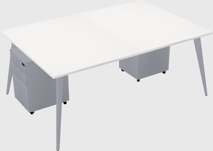 Shared rectangular office desk system