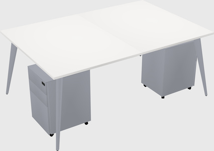 Shared rectangular office desk system