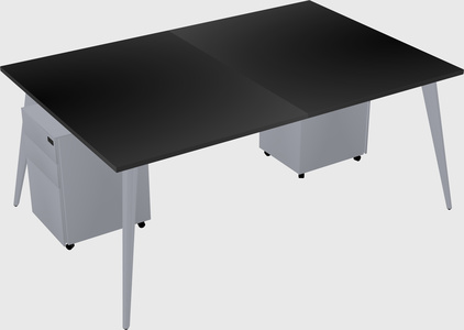 Shared rectangular office desk system