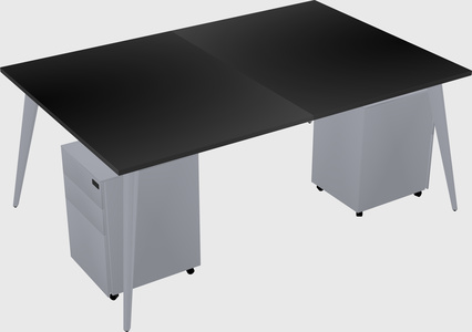 Shared rectangular office desk system