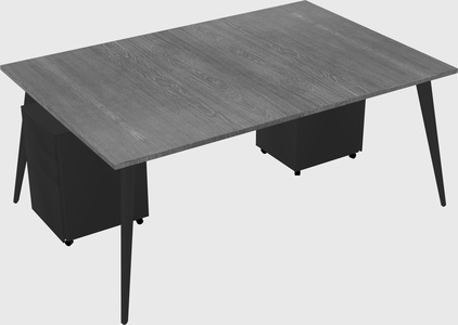 Shared rectangular office desk system