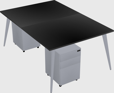 Shared rectangular office desk system
