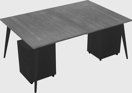 Shared rectangular office desk system