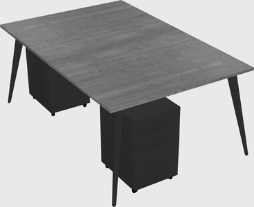 Shared rectangular office desk system