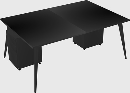 Shared rectangular office desk system