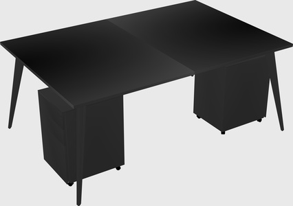 Shared rectangular office desk system