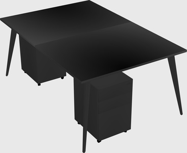 Shared rectangular office desk system