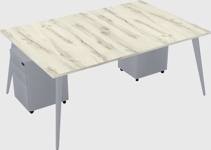 Shared rectangular office desk system
