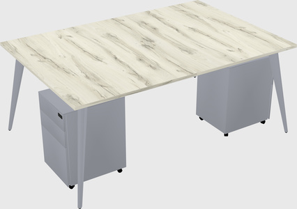 Shared rectangular office desk system