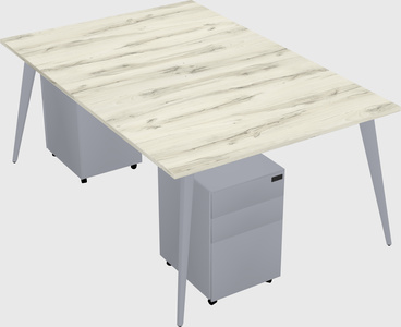 Shared rectangular office desk system