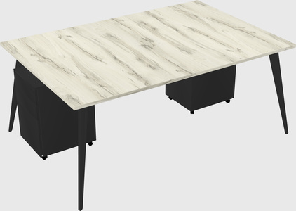 Shared rectangular office desk system