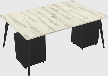 Shared rectangular office desk system