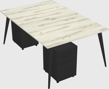 Shared rectangular office desk system