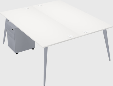 Shared rectangular office desk system