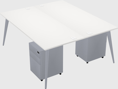 Shared rectangular office desk system