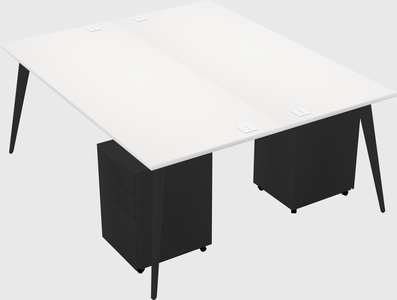 Shared rectangular office desk system