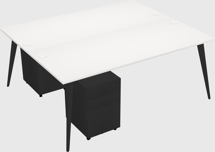 Shared rectangular office desk system