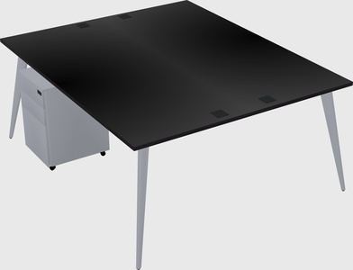 Shared rectangular office desk system
