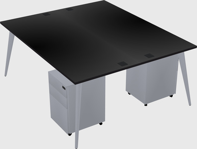 Shared rectangular office desk system