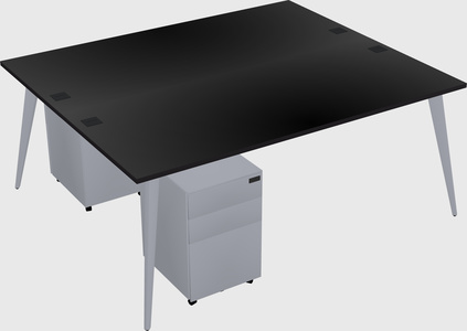 Shared rectangular office desk system
